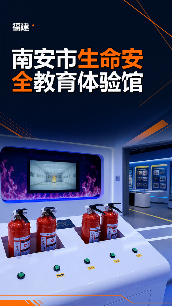 福建省南安市生命安全教育体验馆以应急救护为核心，将心肺复苏、气道异物梗阻、创伤止血包扎、骨折固定和现场应急响应融入展陈与体验过程。参观者可在互动学习中建立急救判断、规范操作和自救互救能力，兼顾知识普及与实践训练，可作为面向公众、学校、社区和企事业单位的同类教育基地设计建设参考。